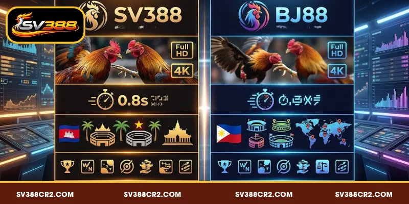 So sánh SV388 vs BJ88 đá gà về chất lượng đá gà trực tiếp