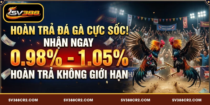 Thưởng SV388 hoàn trả đá gà 0.98 – 1.05% siêu cao